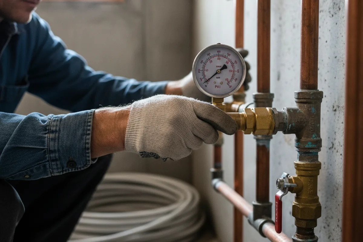 Pressure testing a repaired line during Water Line Repair in Cope